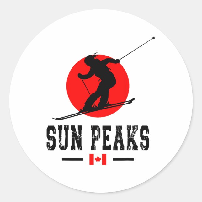 Sticker Rond Sun Peaks Canada Ski Resort Rocky Mountains Canadi (Devant)
