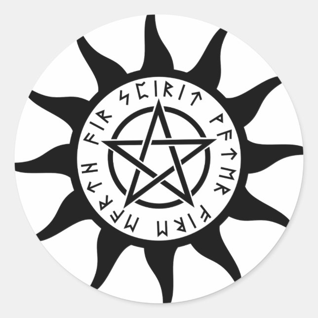 Sticker rond Sun Pentacle Runic (Devant)