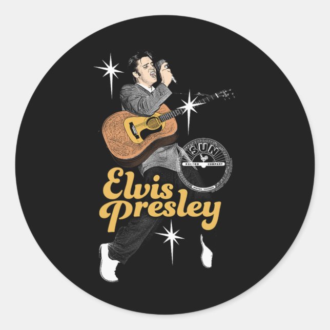 Sticker Rond Sun Records X Elvis Presley Dansant Avec Étoiles (Devant)