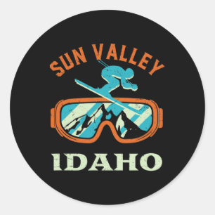 Sticker Rond Sun Valley Idaho Ski Rétro Vintage Et Snowboar