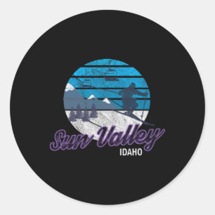 Sticker Rond Sun Valley Idaho Usa Station de ski Snowboard