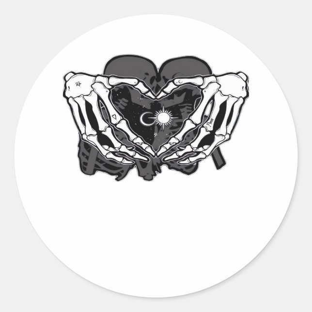 Sticker Rond Sunand~1 - Squelette Mains Coeurs (Devant)