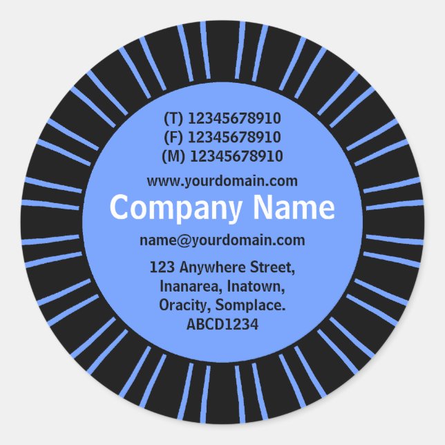 Sticker Rond SunBurst 03 Business - Bleu (Devant)