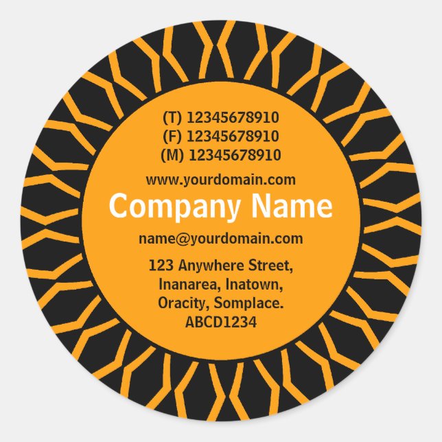 Sticker Rond SunBurst 07 Business - Orange (Devant)