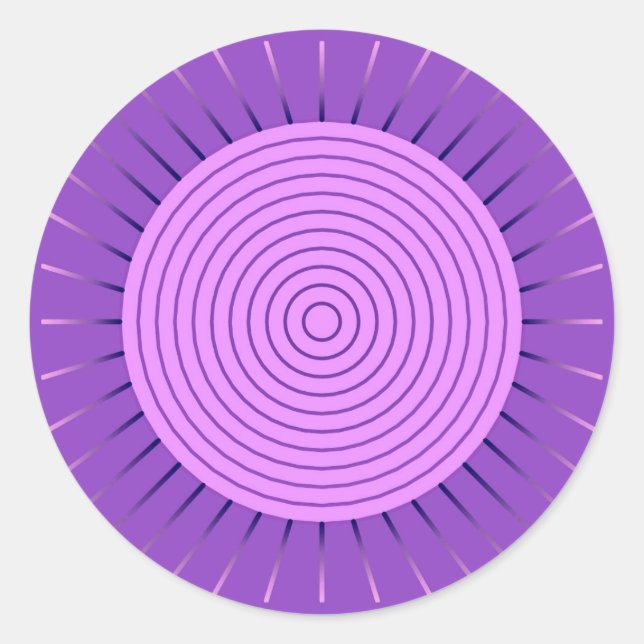 Sticker Rond Sunburst géométrique moderne - Amethyst Purple (Devant)