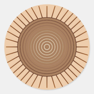 Sticker Rond Sunburst géométrique moderne - Brown et Tan