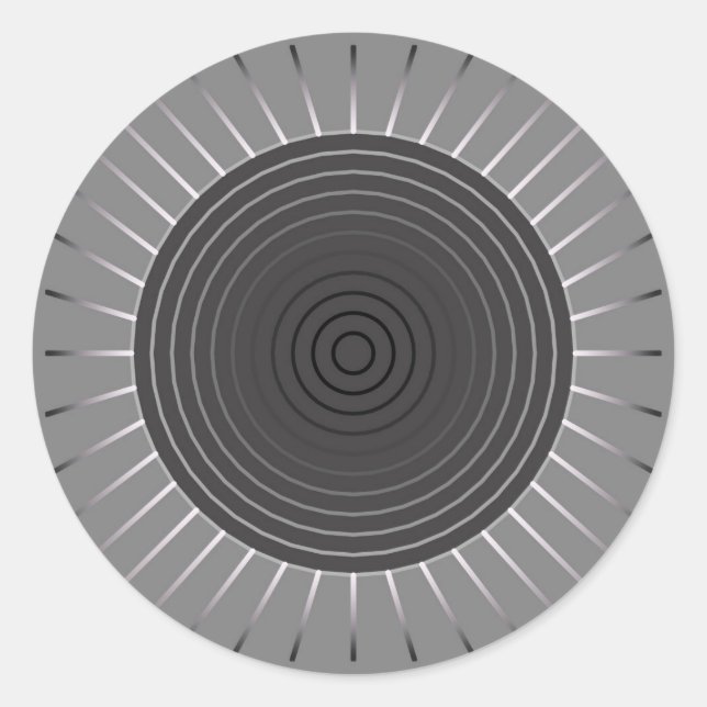 Sticker Rond Sunburst géométrique moderne - Hématite foncé gris (Devant)