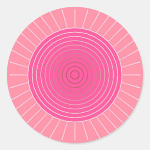 Sticker Rond Sunburst géométrique moderne - Tons de Coral rose