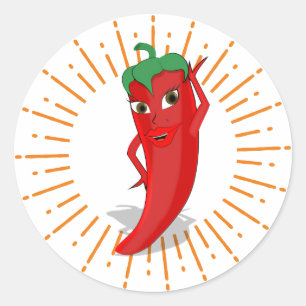 Sticker Rond Sunburst Red Hot Pepper Diva