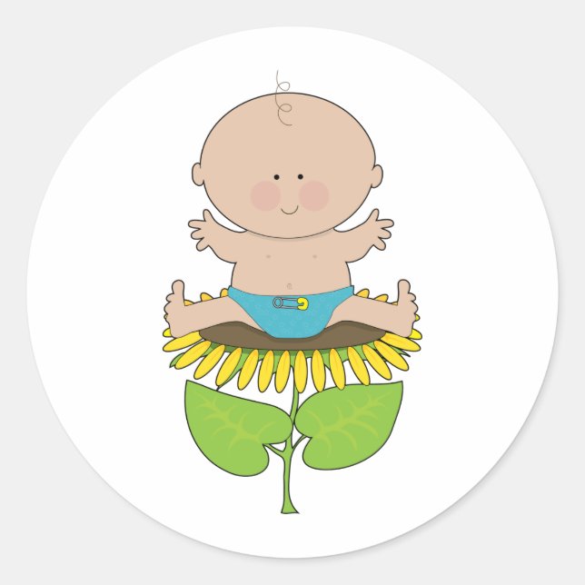 Sticker Rond Sunflower Baby Boy (Devant)