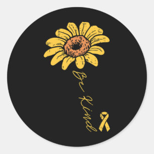 Sticker Rond Sunflower Be Kind Children Cancer Ribbon Awards