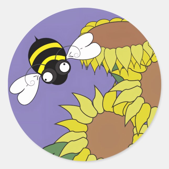 Sticker Rond Sunflower Bee  (Devant)
