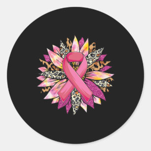 Sticker Rond Sunflower Cancer du sein Sensibilisation Leopard S
