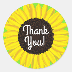 Sticker Rond Sunflower Cute 1er anniversaire Merci