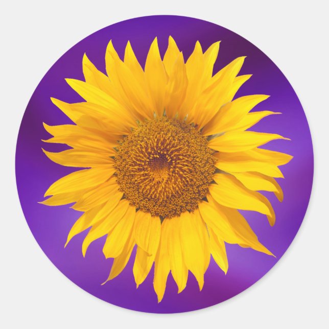Sticker Rond Sunflower Elégant Violet Mariage Favoriser (Devant)