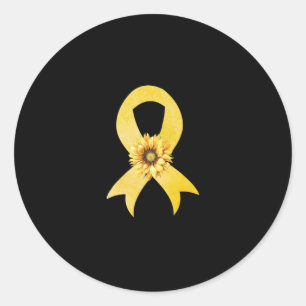 Sticker Rond Sunflower Gold Ribbon Sensibilisation au cancer ch