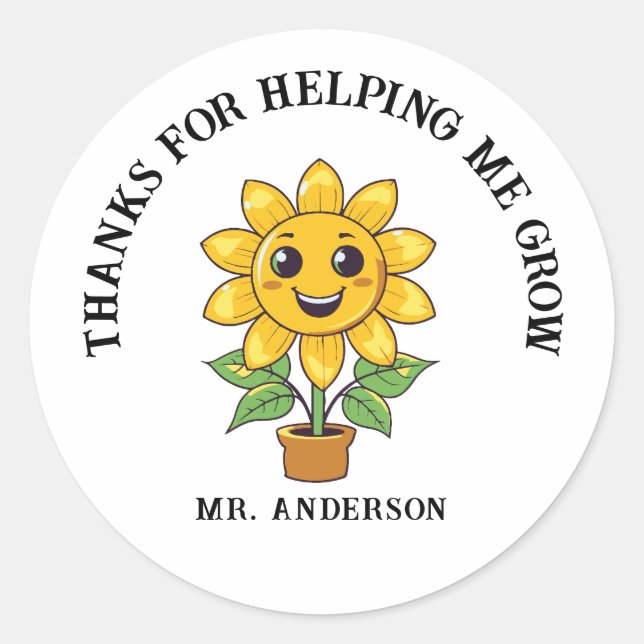 Sticker Rond Sunflower merci de m'aider à devenir professeur (Devant)