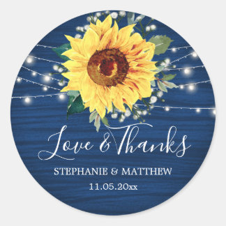 Sticker Rond Sunflower Navy Bébés Lumières du souffle Merci Mar