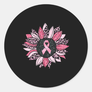 Sticker Rond Sunflower rose Cancer du sein Sensibilisation Femm