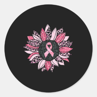 Sticker Rond Sunflower rose Cancer du sein Sensibilisation Femm