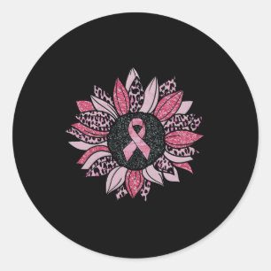 Sticker Rond Sunflower rose Cancer du sein Sensibilisation Femm