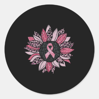 Sticker Rond Sunflower rose Cancer du sein Sensibilisation Femm