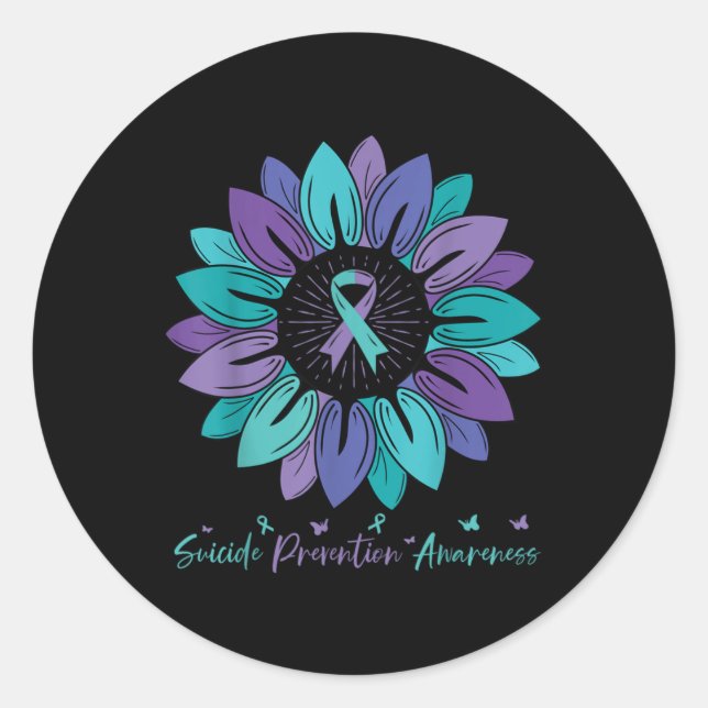 Sticker Rond Sunflower Suicide Prevention Awareness Month  (Devant)