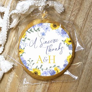 Sticker Rond Sunflowers & bleu clair Mariage de couronnes flora