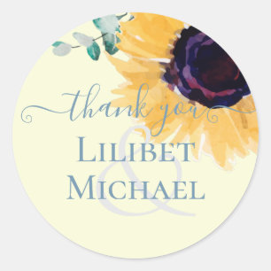 Sticker Rond Sunflowers Eucalyptus Mariage de verdure
