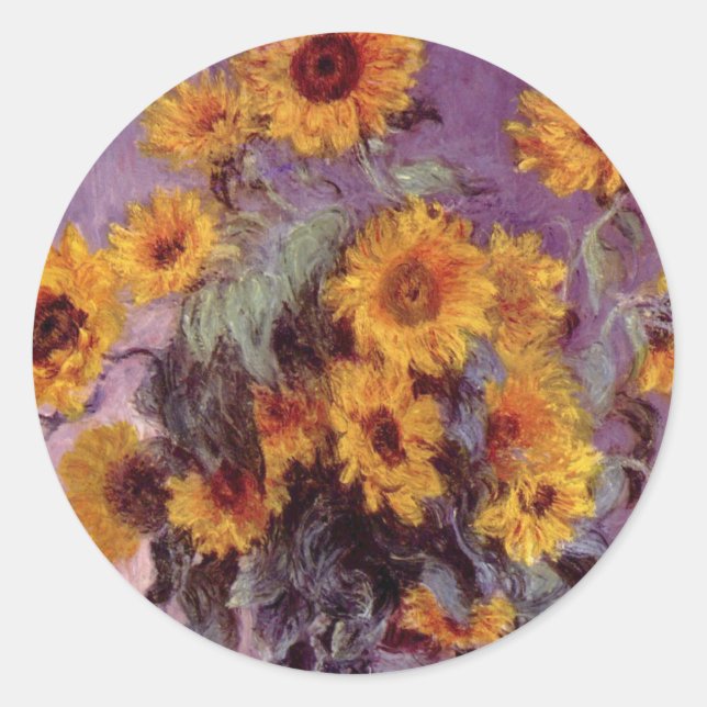 Sticker Rond Sunflowers par Claude Monet (Devant)