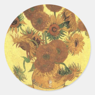 Sticker Rond Sunflowers par Van Gogh