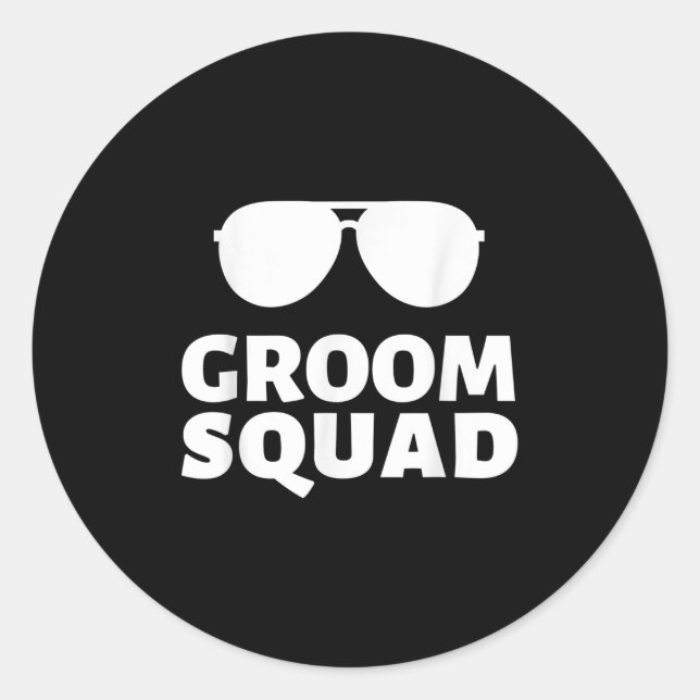 Sticker Rond Sungels Groom Squad Funny Crew Bachelor Mariage Pa (Devant)