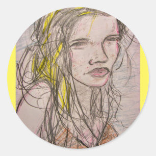 Sticker Rond Sunny Beach Girl