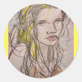 Sticker Rond Sunny Beach Girl