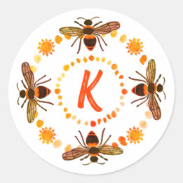 Sticker Rond Sunny Bee Initial