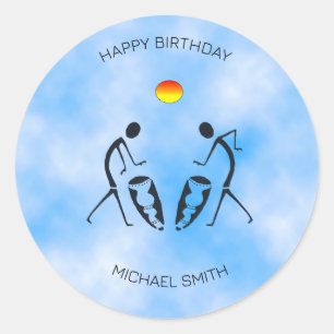 Sticker Rond Sunny Day Celebration Danseurs Silhouette Annivers