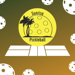 Sticker Rond Sunrise Pickleball Jaune