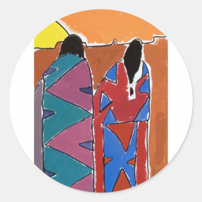 Sticker Rond Sunset autochtone (Devant)