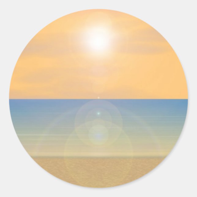 Sticker Rond Sunset Beach Scene : (Devant)