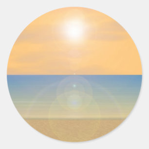 Sticker Rond Sunset Beach Scene :