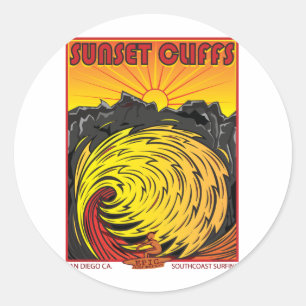 STICKER ROND SUNSET CLIFFS SAN DIEGO CA.