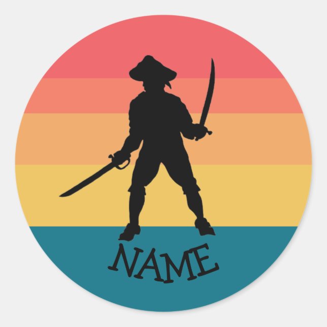 Sticker Rond Sunset Jolly roger Pirate (Devant)
