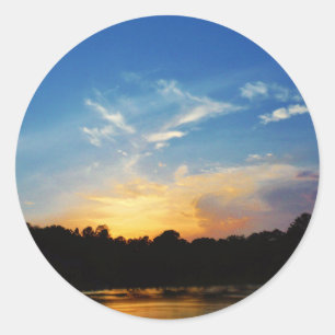 Sticker Rond Sunset Mountain Lake