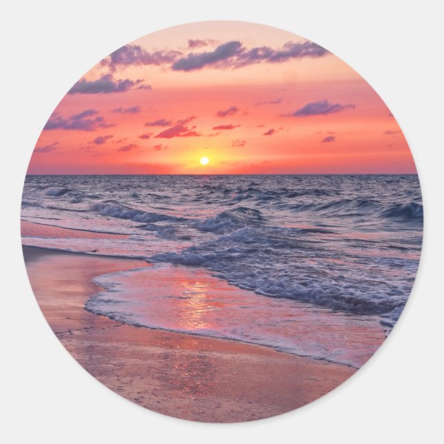 Sticker Rond Sunset paradise beach (Devant)