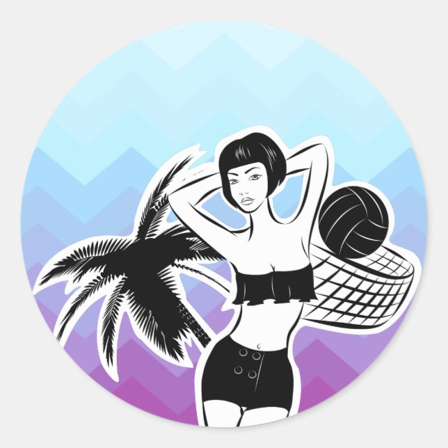 Sticker Rond Sunset Resort Chevron Print (Devant)