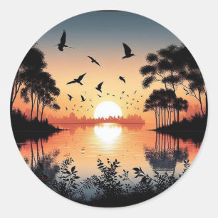 Sticker Rond Sunset Serenity