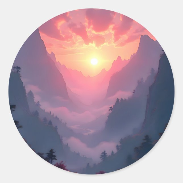 Sticker Rond Sunset Valley -  (Devant)