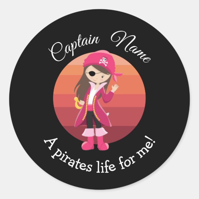 Sticker Rond Sunset YOUNG Girl Party Pirate Classic Round Sti (Devant)