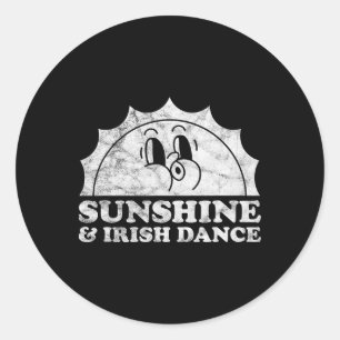 Sticker Rond Sunshine And Irish Dance Retro Vintage Sun Irish D