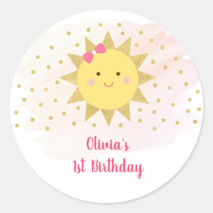 Sticker Rond Sunshine Rose & Or Premier anniversaire